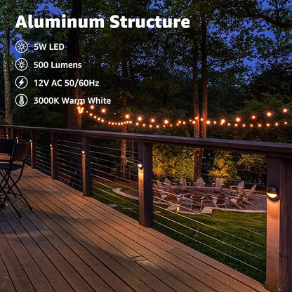 SUNVIE 12 Pack Low Voltage Deck Lights 5W LED Landscape Step Stair Lights