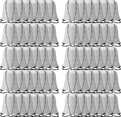 60 Pieces Drawstring Backpack Bags Sports Sackpack Bulk Cinch Gym Bag For Women Men Outdoor Sports Backpack（White）