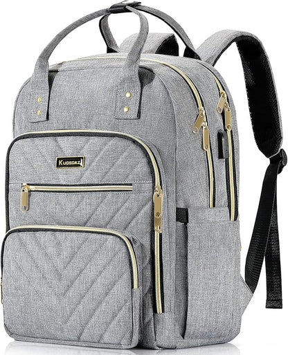 Laptop Backpack for Women Men, School Backpacks for Teens Girls Boys, 17.3 Inch Work Laptop Bag with USB Port Charging, Water Resistant College Bookbags for Girls, Grey