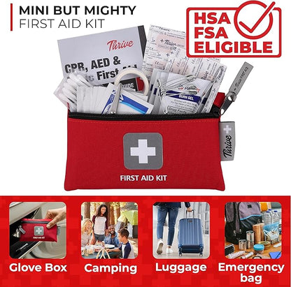 Thrive Mini Travel Emergency Kit - 66 Piece Set, Waterproof Rip-Stop Nylon Pouch for Theme Park Essentials & Travel Safety Products