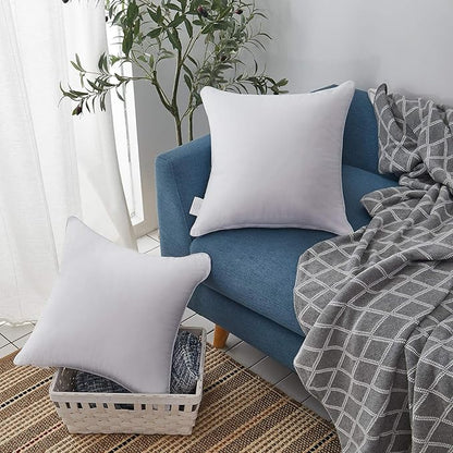 Oubonun 22 x 22 Throw Pillow Inserts (Set of 2) with 100% Cotton Cover - 22 Inch Square Interior Sofa Decorative Pillow Insert Pair - White Couch Pillow