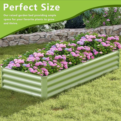 2PCS 8x2x1FT Galvanized Raised Garden Bed, Galvanized Planter Raised Garden