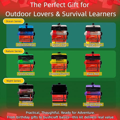 Mini Survival Fishing Kit Small Emergency Fishing Gear Box Pocket Fishing Tackle Travel Fishing Shoebox Surf Survivalist Fishing Accessories Pack Gifts for Fishing Starter Men