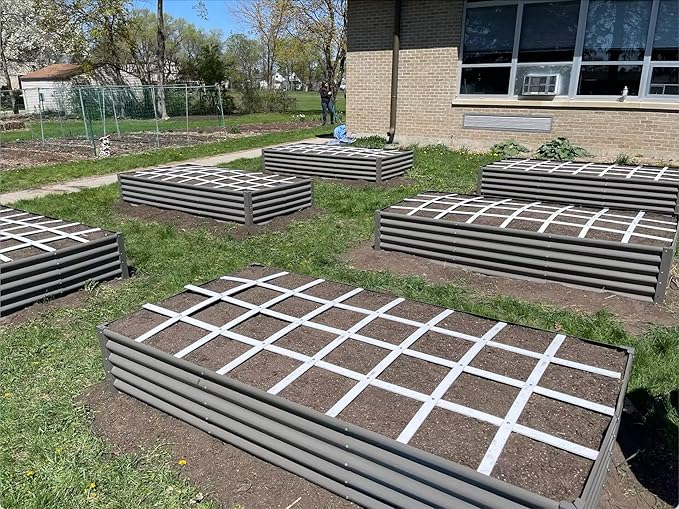 A ANLEOLIFE 8X4X1.5 ft Galvanized Raised Garden Beds Outdoor, Rectangular Metal