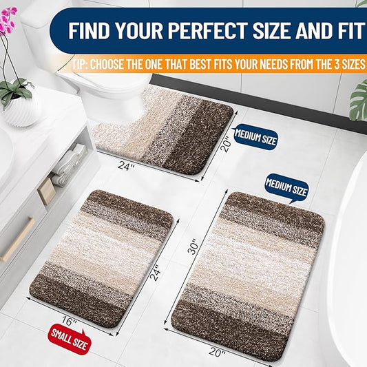 OLANLY Bathroom Rugs Mat 24x16, Extra Soft Absorbent Microfiber Bath Rugs, Rubber Backing, Quick Dry, Machine Washable Bath Mats for Bathroom Floor, Tub and Shower, Home Decor Accessories, Light Brown