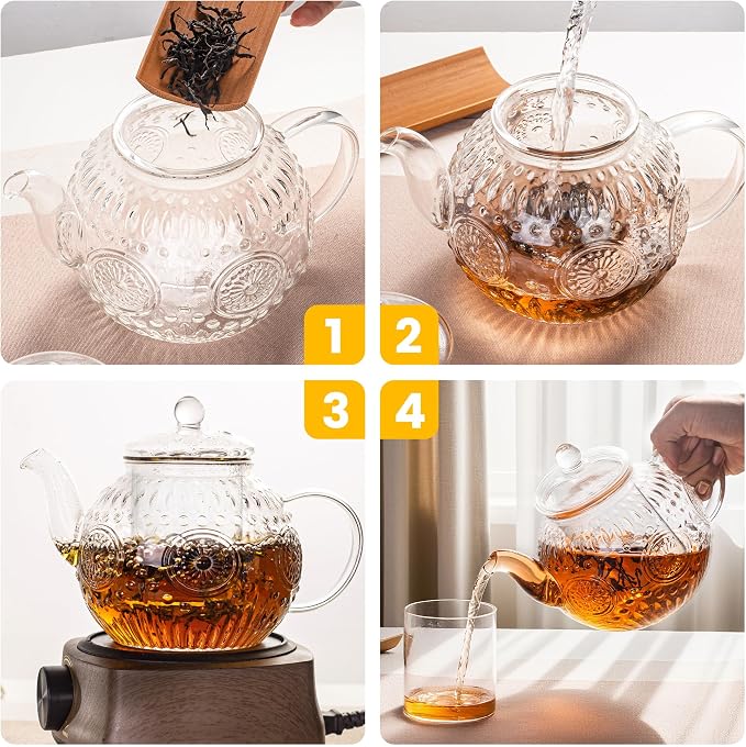 Bandesun Vintage Glass Teapot, Tea Kettle
