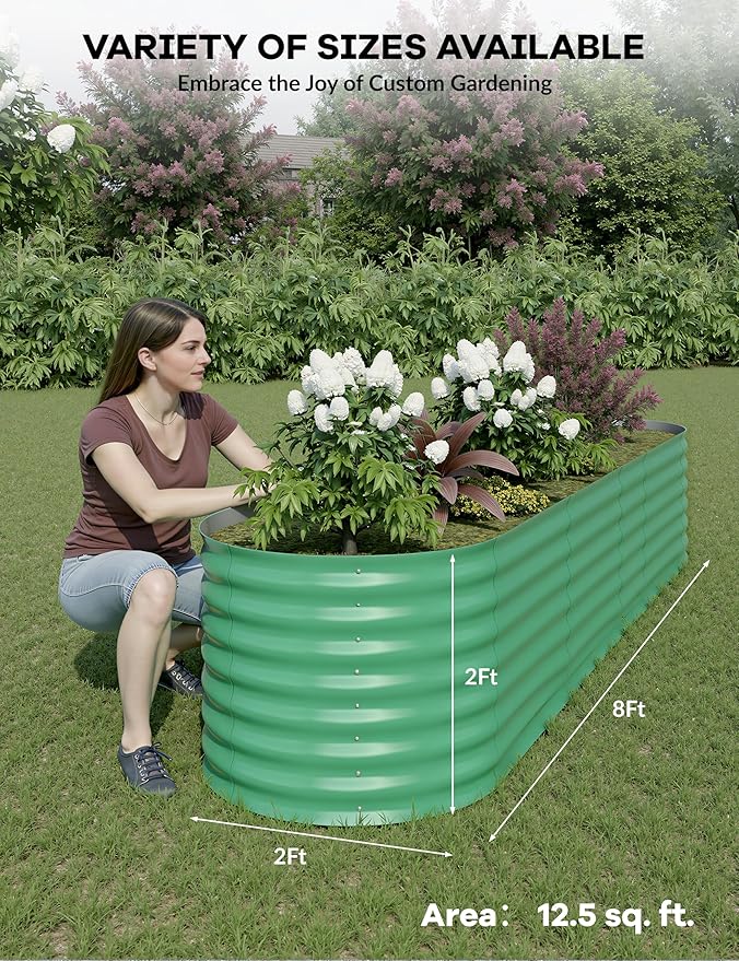 2 Pcs Raised Garden Beds Outdoor 8x2x2 ft