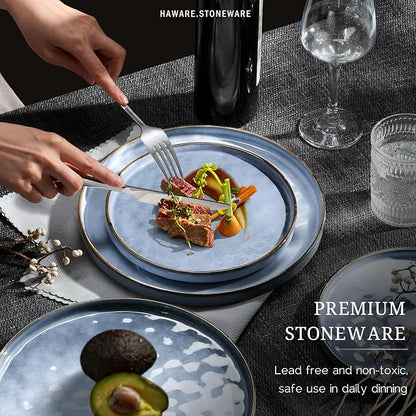 HaWare Dinnerware Sets, 6-Piece Plates and Bowls Set, Stoneware Dish Set