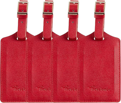 Travelambo Luggage Tags for Suitcases PU Leather Travel Tags Bag Tags Privacy Protection Travel Essentials