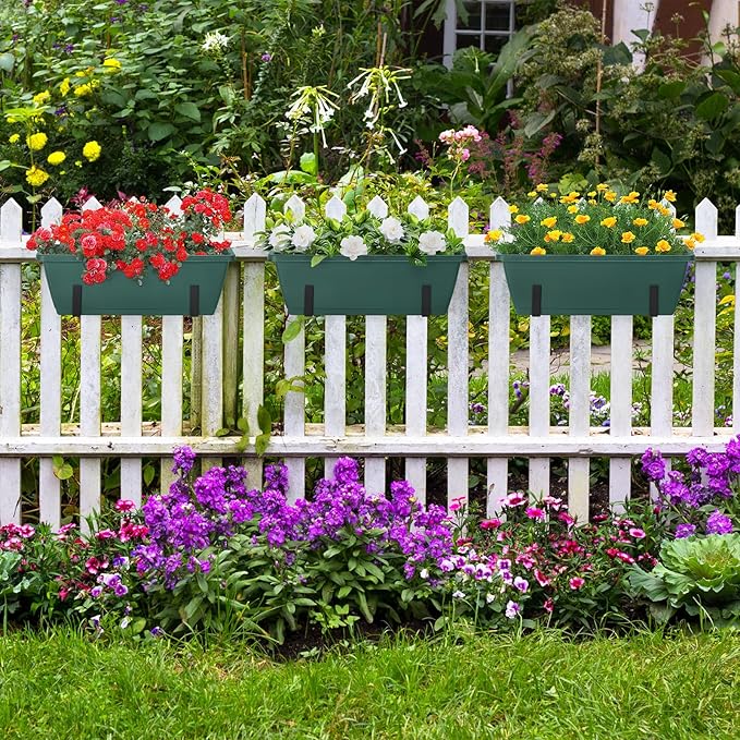 smusei 4 Pack Railing Planter Box Window Boxes Planters
