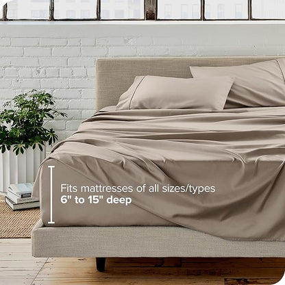 Bare Home Twin Sheet Set - 1800 Ultra-Soft Microfiber Twin Bed Sheets - Double Brushed - Deep Pockets - Easy Fit - Extra Soft - 3 Piece Set - Bedding Sheets & Pillowcases (Twin, Khaki)