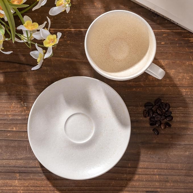 Ceramic Latte Art Mug With Saucer - 10 oz