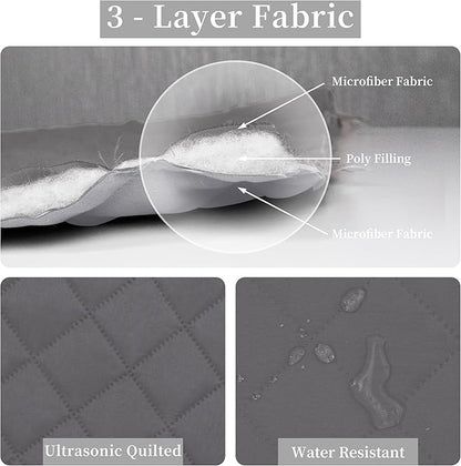Easy-Going Twin Size Reversible Quilt Set with 1 Quilt and 1 Pillow Shams, Soft Bed Quilt Cover, Water Resistant Lightweight Microfiber Bedspread, Stain Resistant, Gray/Light Gray