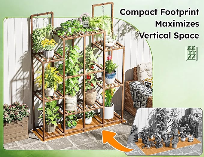 EnHomee Plant Stand Indoor for Multiple Plants Stand Outdoor