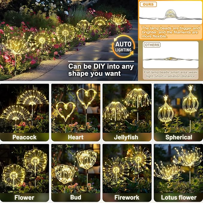 Anordsem Solar Lights Outdoor Waterproof: Garden Light Solar Powered