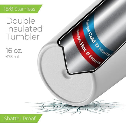 SIPX™ Triple-Insulated Tumblers - 16oz. Premium Modern Tumbler With Lid, insulated Cup Keeps Hot For 6 Hours, Stainless Steel Tumbler Made Of Sustainable Material, Coffee Travel Mug For Home & Office