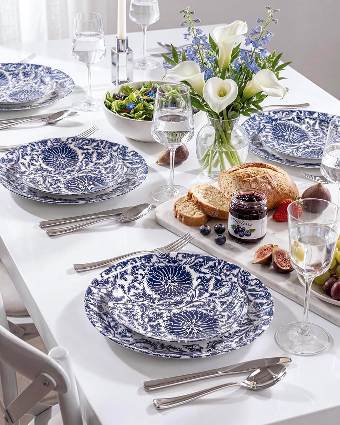 Blue Plastic Plates, Floral Disposable Plates, anniversaries, or holidays.