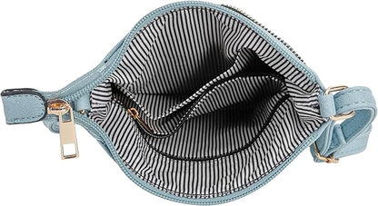 DELUXITY | Crossbody Purse Bag | Functional Multi Pocket Double Zipper Purse | Adjustable Strap | Medium Size Purse | Pacific