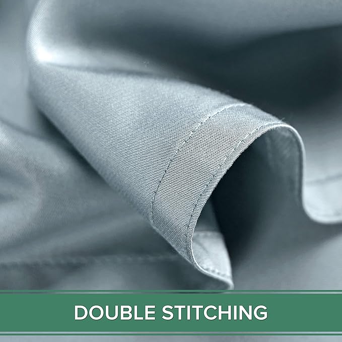 Pure Bamboo Split King Sheets, Genuine 100% Organic Viscose Derived from Bamboo Bed Sheet Set, Soft & Cooling, Double Stitching, 2 Fitted Sheets (Split King, Sterling Blue)