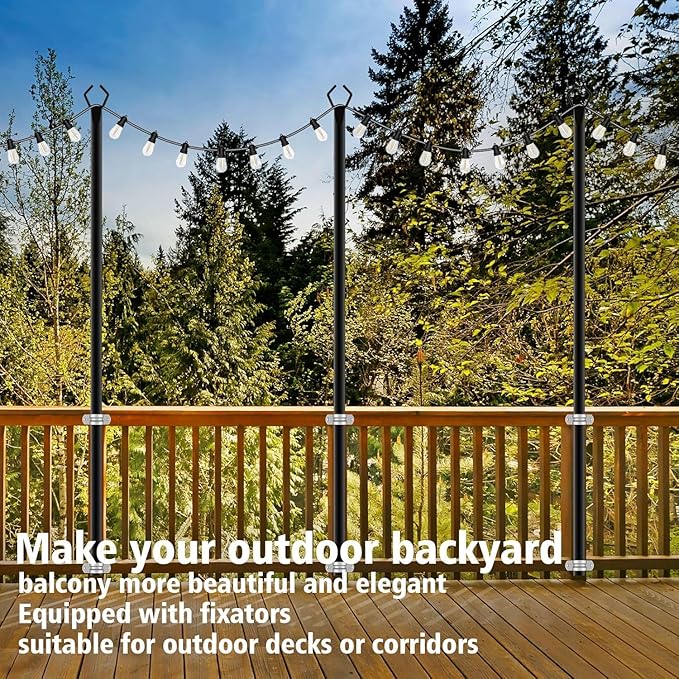 10Ft String Light Poles 6 Pack, Light Poles