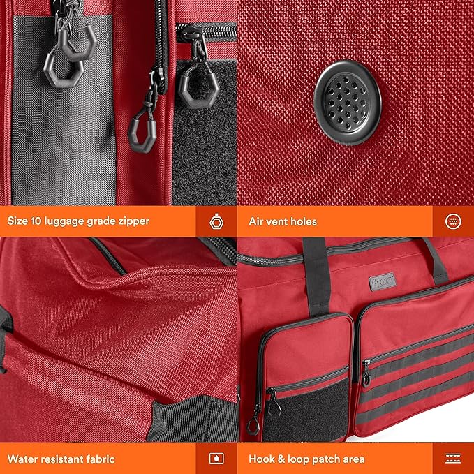 Fitdom 130L 36" Heavy Duty Extra Large Sports Gym Equipment Travel Duffle Bag W/Adjustable Shoulder Strap & 7 Compartments. Perfect for Soccer Baseball Basketball Hockey Football, Team Coaches & More