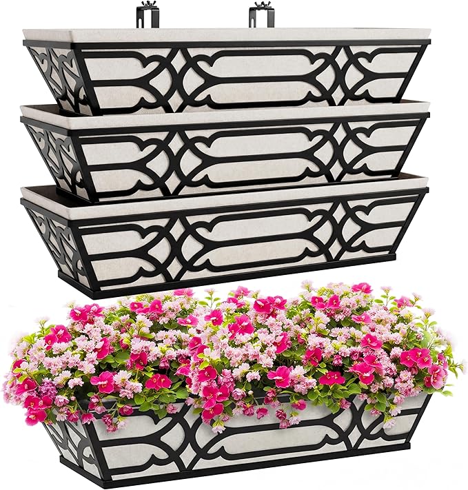 4 Pack 24 Inch Railing Boxes Planter
