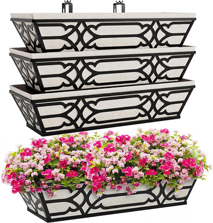 4 Pack 24 Inch Railing Boxes Planter