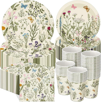 250 Pcs Wildflower Party Decorations Include Spring Summer Floral Paper Plates