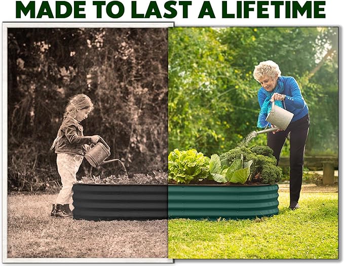 Plant & Plot Galvanized Raised Garden Beds Outdoor // 4×2×1 ft Planter Raised