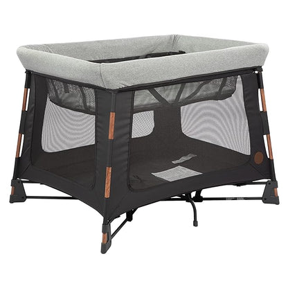 Maxi-Cosi Swift Lightweight Portable Playard, 1-Step Fold PlaypenWith Travel Bag, 2-Stage Mattress for Newborn to Toddlers, Essential Graphite