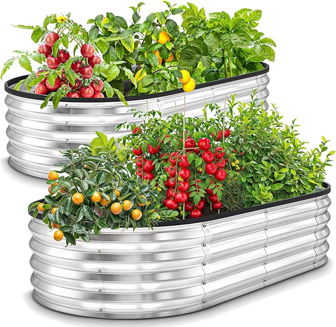 Utopia Home Galvanized Raised Garden Bed, 4 by 2 feet Lightweight Planter Boxes