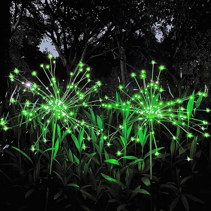 JJGoo Solar Firework Lights, 2 Pack 120 LEDs 2 Lighting Modes Solar Garden