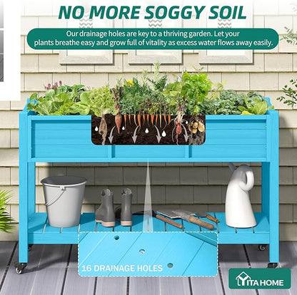 YITAHOME Raised Garden Bed HDPE, Aruba Blue