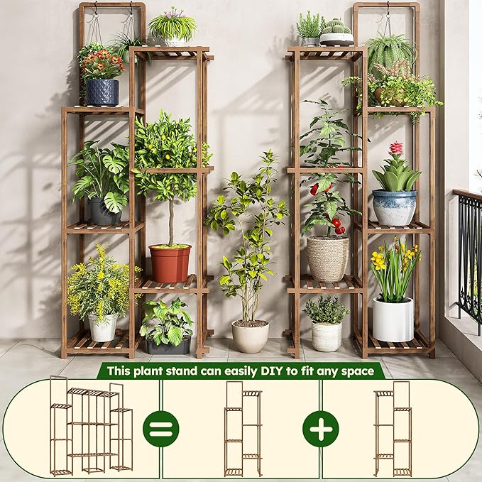 EnHomee Plant Stand Indoor for Multiple Plants Stand Outdoor