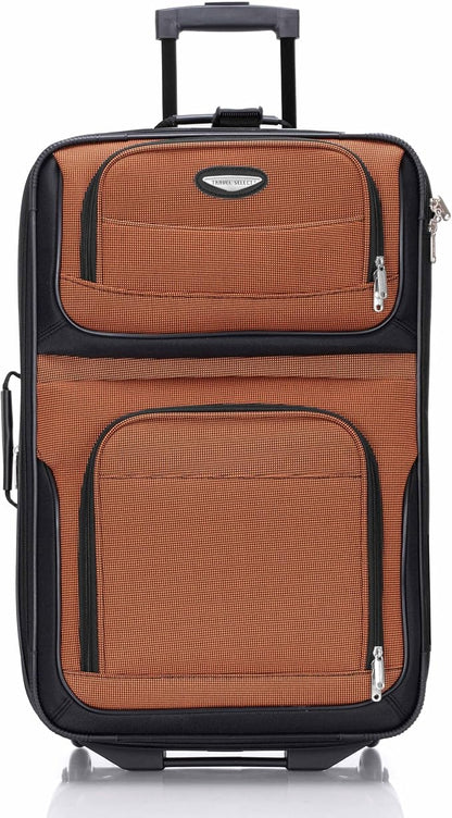 Travel Select Amsterdam 4-Piece Softside Expandable Rolling Luggage Set, Lightweight 2-Wheel Suitcases, Packing Cubes, Travel Tote, Durable Polyester Construction, Orange