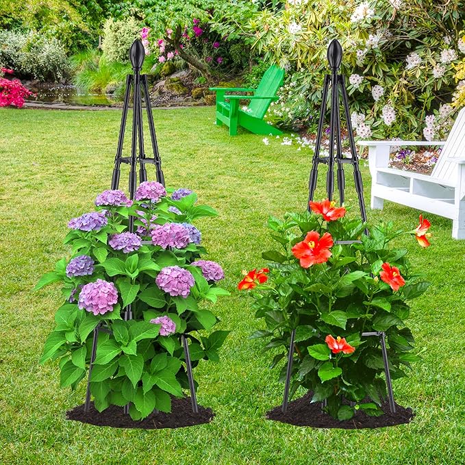 4 Ft Tower Obelisk Trellis for Potted Climbing Plants, Garden Trellis Rustproof