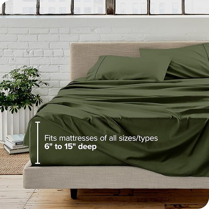 Bare Home California King Sheet Set - 1800 Ultra-Soft Microfiber Cal King Bed Sheets - Double Brushed - Deep Pockets - Easy Fit - 4 Piece Set - Bed Sheets (California King, Cypress)