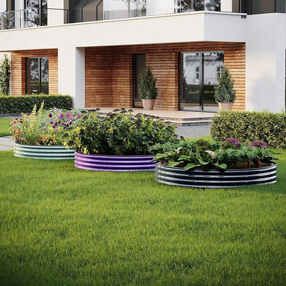 Galvanized Metal Planter Round Raised Garden Bed Kit