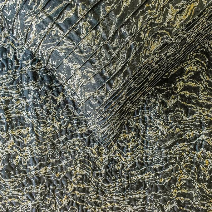 The HomeCentric King/Queen/Twin Black Decorative Bed Runner Queen 74"x18" Bed Runner with One Pillow Cover, Marble Pattern, Pintucks, Quilted Bed Scarf on Jacquard Fabric - Stellaris