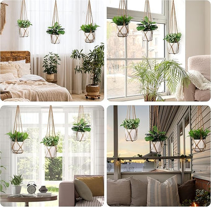 YIBOT 3 Pack Macrame Plant Hanger Indoor Hanging Planter Basket
