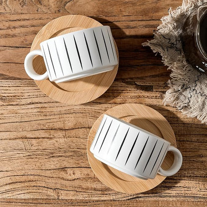 LUKA 6 Ounce Porcelain Stackable Espresso Cups