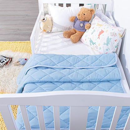 NTBAY Down Alternative Oversized Toddler Comforter, Super Soft and Warm Solid Color Baby Crib Quilted Blanket, 43x60 inches, Aqua