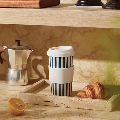 Ceramic Travel Mug with Lid – Cute Aesthetic Coffee Cup