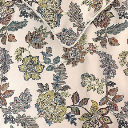 The HomeCentric King Queen Twin Multi Color & Ivory Decorative Queen 74"x18" Bed Runner with Pillow Cover, Floral Bed Scarf on Jacquard Fabric - Seasons Blossoms