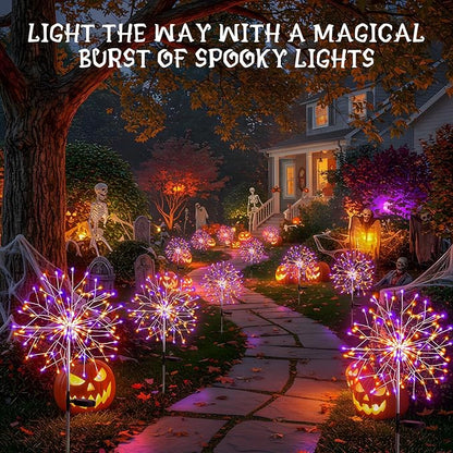 suddus Solar Halloween Lights Outdoor Solar Powered, Upgrade 2-Pack Orange &