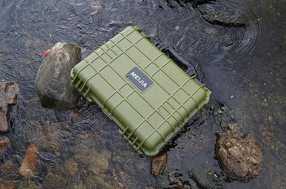 MEIJIA All Weather Portable IP67 Waterproof Protective Case, Hard Camera Case with customizable foam, Perfectly Protection of Camera, Drones,Pistols,Lens,Equipments,18.5 x14.06x6.93inches (Green)