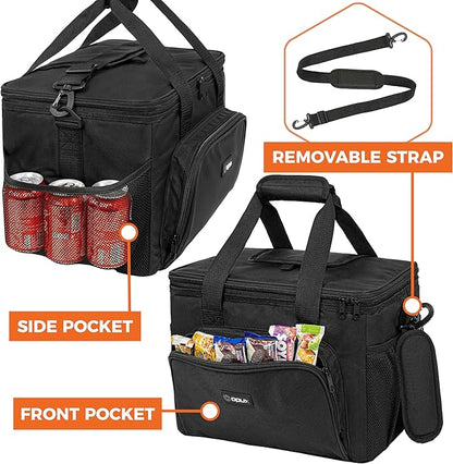 OPUX Soft Cooler Bag, Insulated Collapsible Lunch Cooler Tote for Men Work Camping Beach Travel, Portable Soft Sided Leakproof Waterproof Large Lunch Bag Box with Shoulder Strap 40 Cans, Black