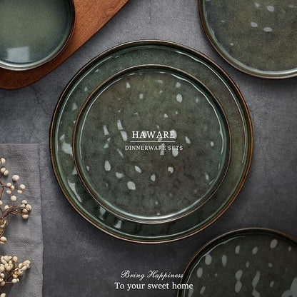 HaWare Dinnerware Sets, 6-Piece Plates and Bowls Set, Reactive Moss Green |