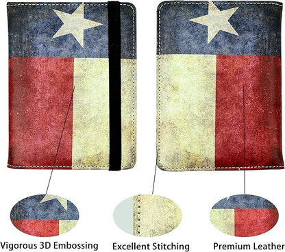 Texas Vintage Flag Passport Holder for Women and Men PU Leather Passport Cover for Travel