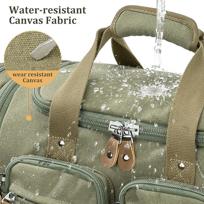 Gonex Canvas Duffle Bag for Travel, Expandable Water Resistant 50L Carry on Duffel Overnight Weekender Gym Bag with Wet Dry Separation Pocket & Suitcase Handle Sleeve, Army Green